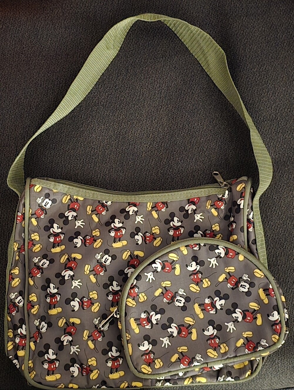 Disney Mickey Mouse Handbag Purse Olive Green 10" (new without tags)